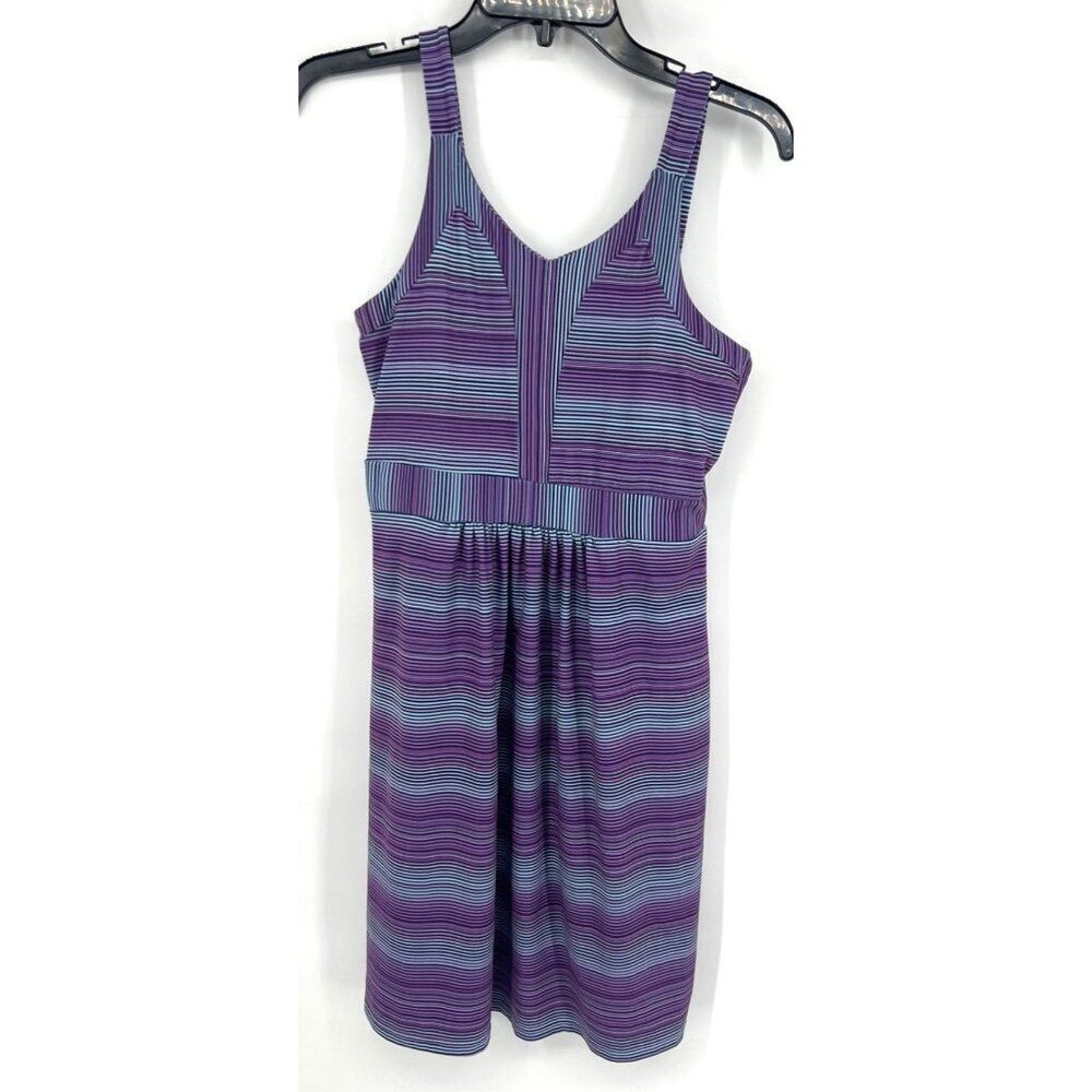 Tehama Womens Dress Size Medium Sleeveless Striped Fit & Flare Purple